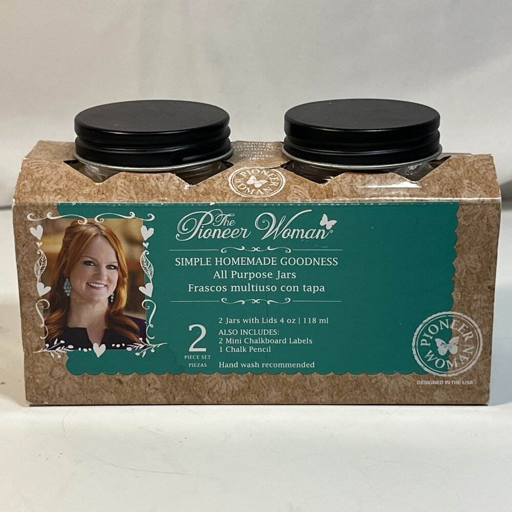 The Pioneer Woman Butterfly Embossed All Purpose Mini Jars w/ Chalkboard Labels